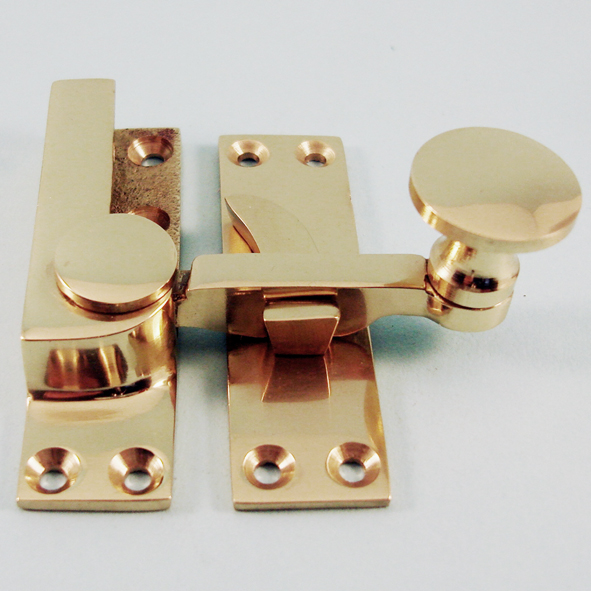 THD158/PB • Non-Locking • Polished Brass • Quadrant Round Knob Sash Fastener